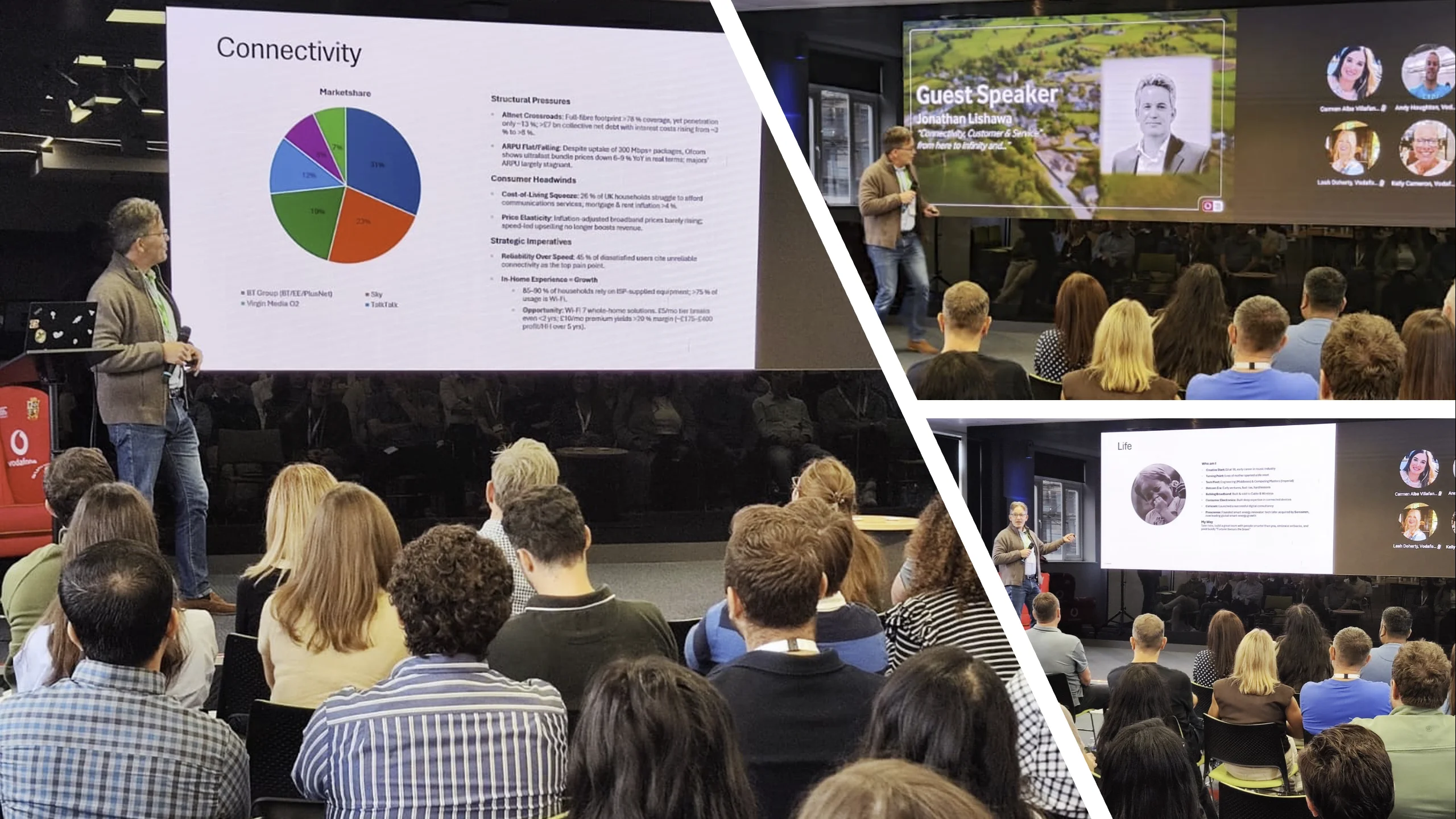 Jonathan Lishawa presenting at Vodafone and Three All Hands events